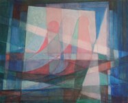 Ferruh Başağa 100x125 cm tüyb.2007  Yeþil soyut, kuþ figürlü komp..jpg