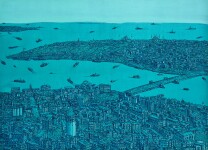 DEVRİM ERBİL –  130x180 cm, tüyb. 2016   “ İstanbul Şiiri, Turkuaz” – “ Istanbul Poem, Turquoise”.jpg