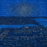 DEVRİM ERBİL – 120x120 cm, tüyb. 2016  “İstanbul; Mavi ve Kuşlar” – “  Istanbul ; Blue and Birds”.jpg