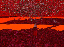 İstanbul, Galata Kulesi’nde Kuşlar, 2017 Tuval üzerine yağlıboya 130 x 180 cm.jpg