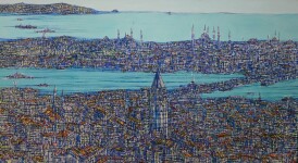 Devrim Erbil ''İstanbul Galata Mavi'' Tuval üzerine yağlıboya 100x180 cm 2010 T.JPG