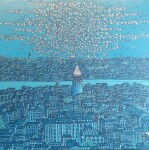 Devrim Erbil ‘’İstanbul Galata izlenimi,Mavi’' tuval üzerine yağlıboya 130x130 cm 2021.jpeg