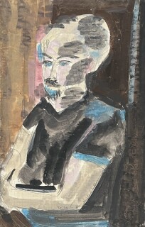 Nejad Melih Devrim - 'Otoportre'  - 28x44cm. Kağıt üzerine guaj..jpg